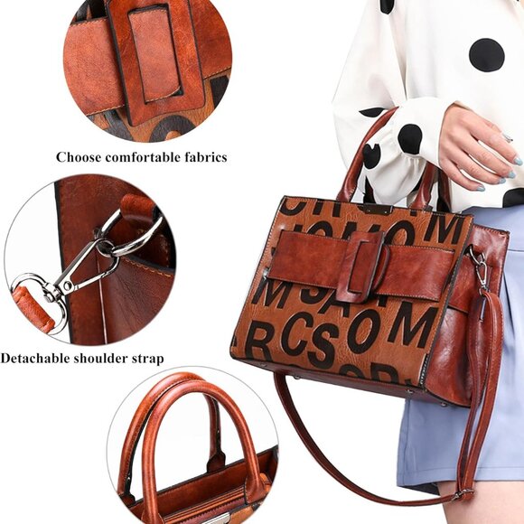 Women's Crocodile Pattern Leather Tote Bag Set - Stylish, Spacious, Zipper Closu - Picture 5 of 6